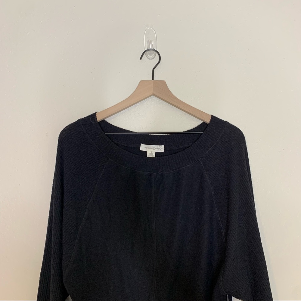 NWT Treasure & Bond Black Ribbed Knit Long Raglan Sleeve Top Small - Picture 5 of 12